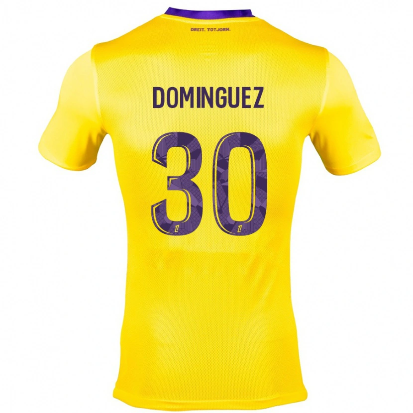 Danxen Mænd Álex Domínguez #30 Gul Lilla Udebane Spillertrøjer 2024/25 Trøje T-Shirt