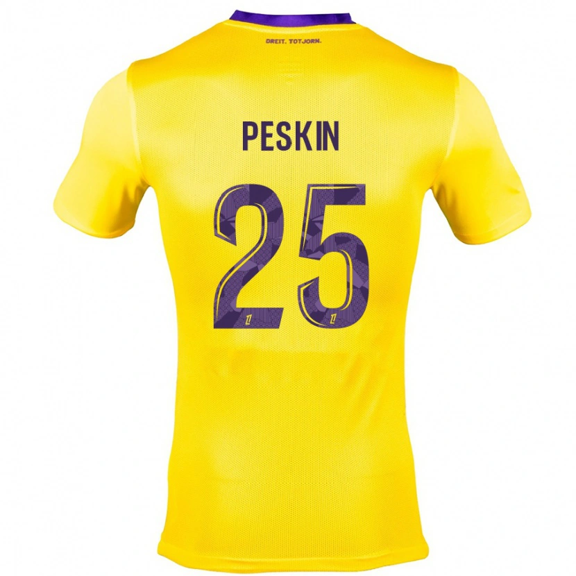 Danxen Mænd Kelso Peskin #25 Gul Lilla Udebane Spillertrøjer 2024/25 Trøje T-Shirt