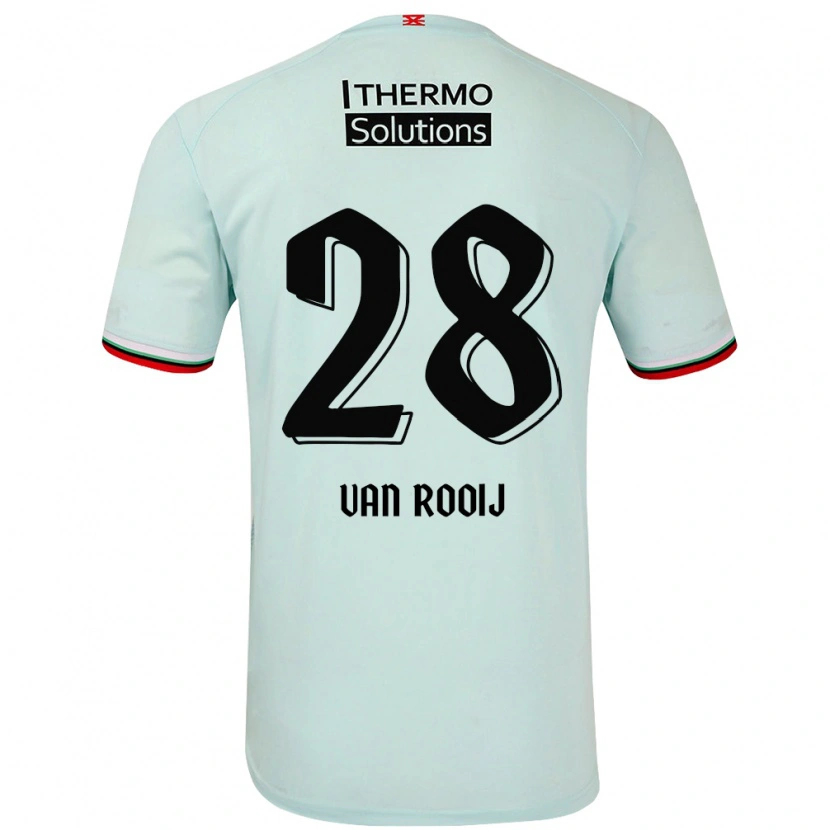 Danxen Mænd Bart Van Rooij #28 Lysegrøn Udebane Spillertrøjer 2024/25 Trøje T-Shirt