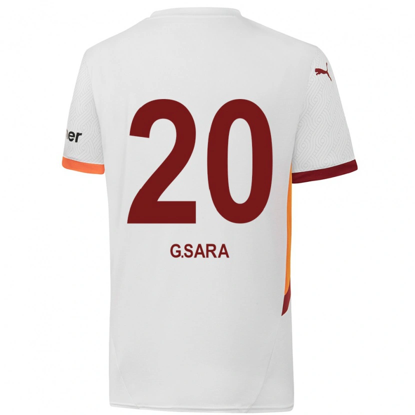 Danxen Mænd Gabriel Sara #20 Hvid Gul Rød Udebane Spillertrøjer 2024/25 Trøje T-Shirt