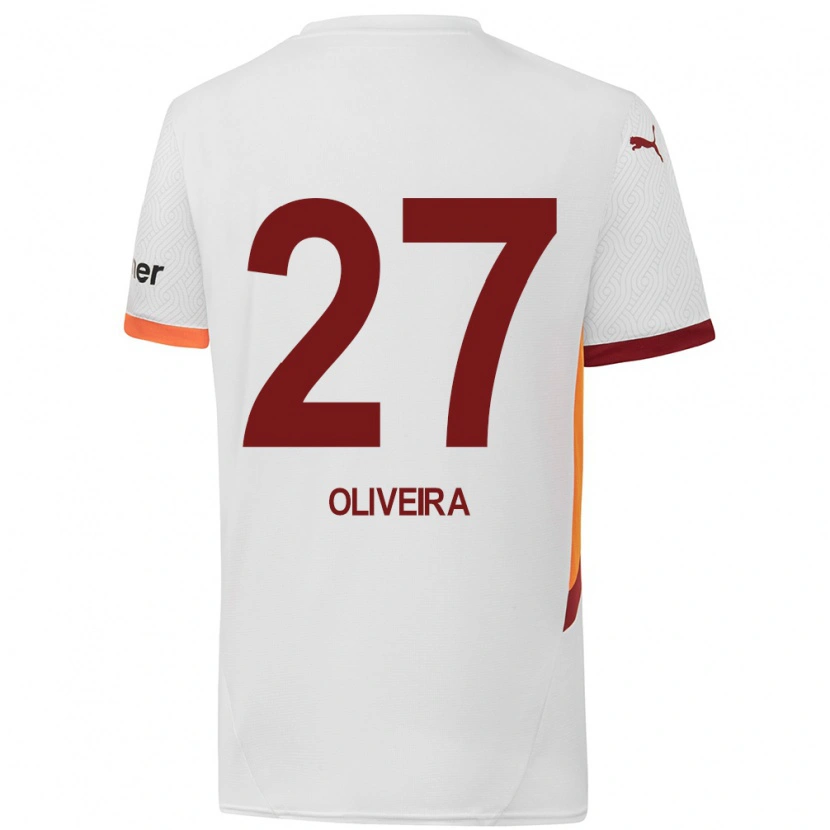 Danxen Mænd Sérgio Oliveira #27 Hvid Gul Rød Udebane Spillertrøjer 2024/25 Trøje T-Shirt