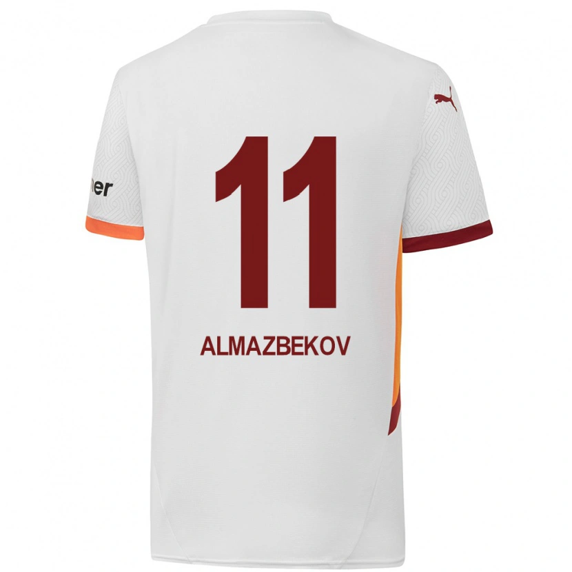 Danxen Mænd Beknaz Almazbekov #11 Hvid Gul Rød Udebane Spillertrøjer 2024/25 Trøje T-Shirt