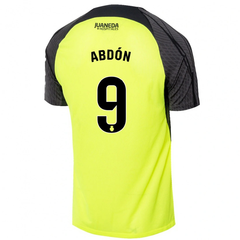 Danxen Mænd Abdón Prats #9 Fluorescerende Grøn Sort Udebane Spillertrøjer 2024/25 Trøje T-Shirt