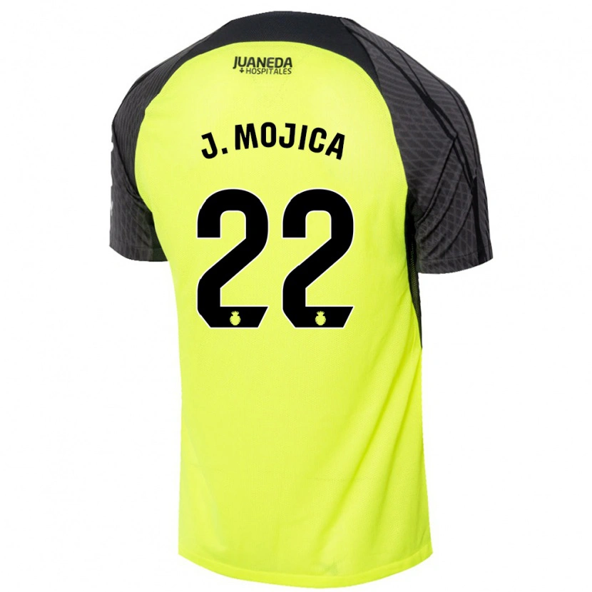 Danxen Mænd Johan Mojica #22 Fluorescerende Grøn Sort Udebane Spillertrøjer 2024/25 Trøje T-Shirt