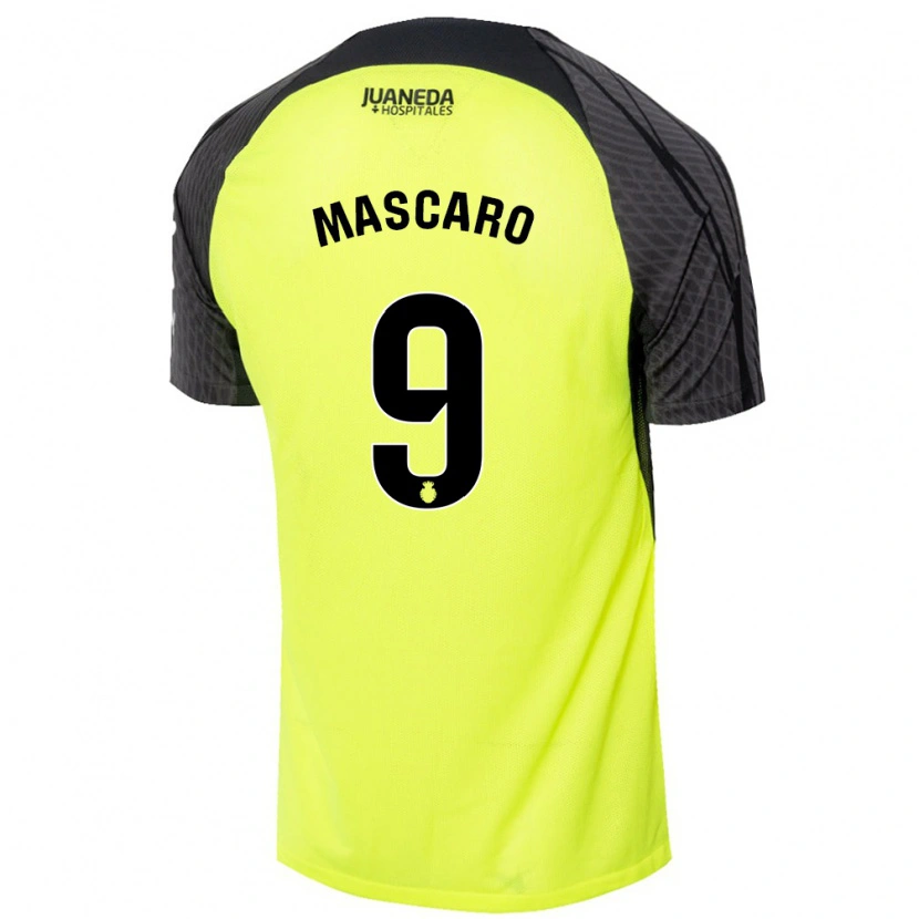 Danxen Mænd Pau Mascaró #9 Fluorescerende Grøn Sort Udebane Spillertrøjer 2024/25 Trøje T-Shirt