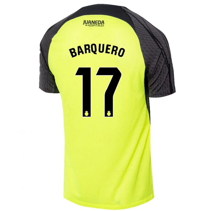 Danxen Mænd Adrián Barquero #17 Fluorescerende Grøn Sort Udebane Spillertrøjer 2024/25 Trøje T-Shirt
