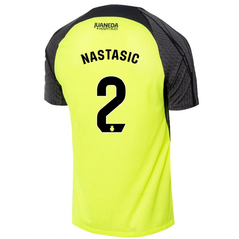 Danxen Mænd Matija Nastasic #2 Fluorescerende Grøn Sort Udebane Spillertrøjer 2024/25 Trøje T-Shirt