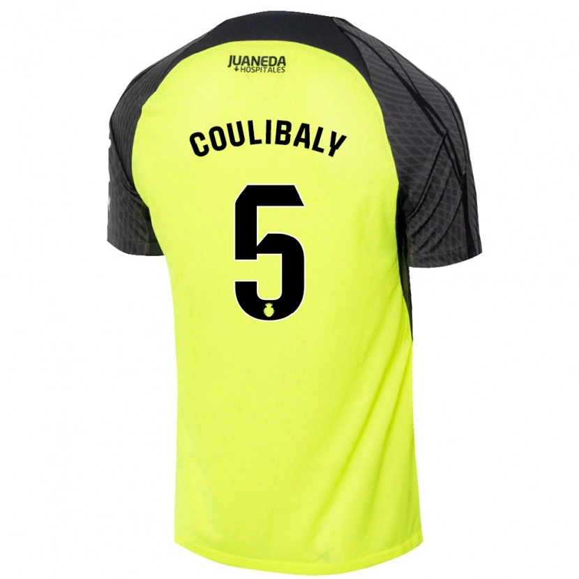 Danxen Mænd Habib Anas Coulibaly #5 Fluorescerende Grøn Sort Udebane Spillertrøjer 2024/25 Trøje T-Shirt