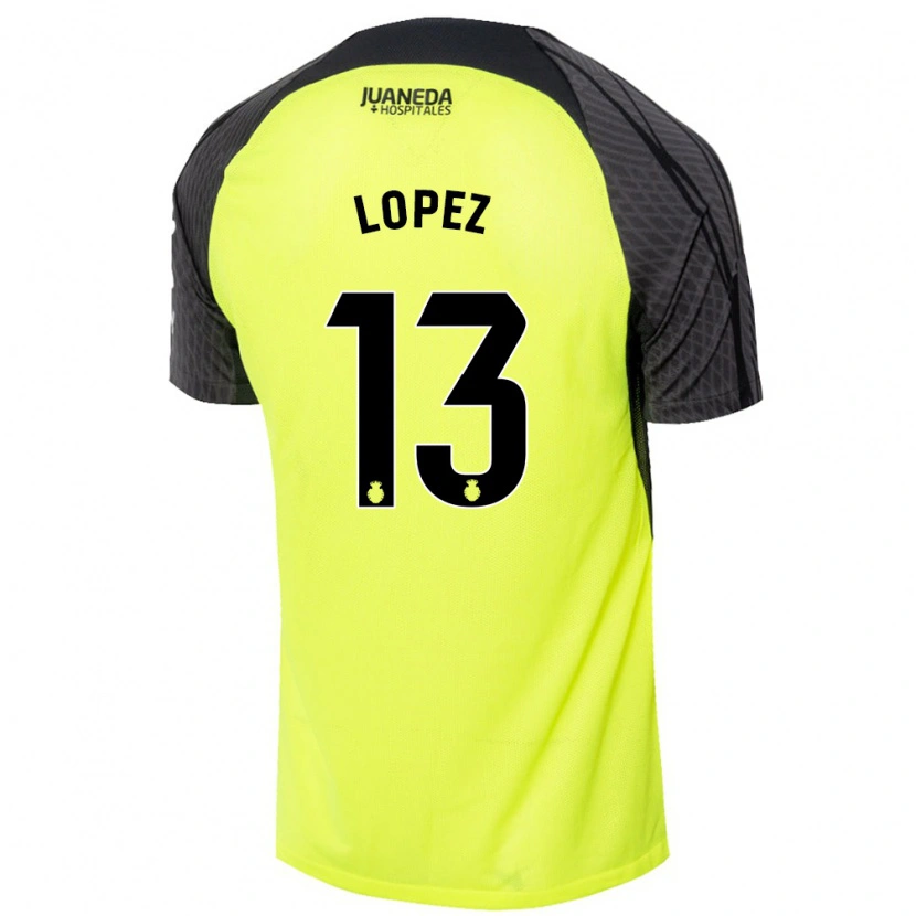 Danxen Mænd Iván López #13 Fluorescerende Grøn Sort Udebane Spillertrøjer 2024/25 Trøje T-Shirt