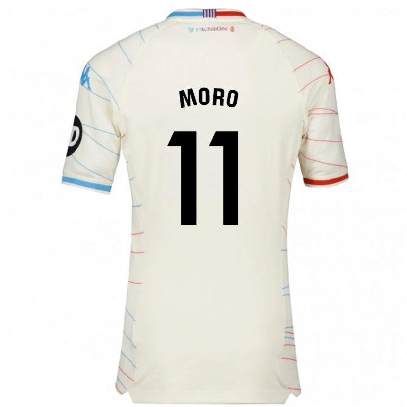 Danxen Mænd Raúl Moro #11 Hvid Rød Blå Udebane Spillertrøjer 2024/25 Trøje T-Shirt