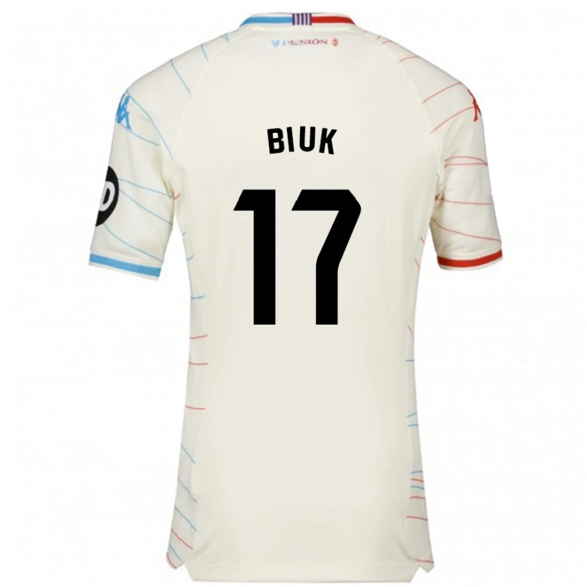Danxen Mænd Stipe Biuk #17 Hvid Rød Blå Udebane Spillertrøjer 2024/25 Trøje T-Shirt