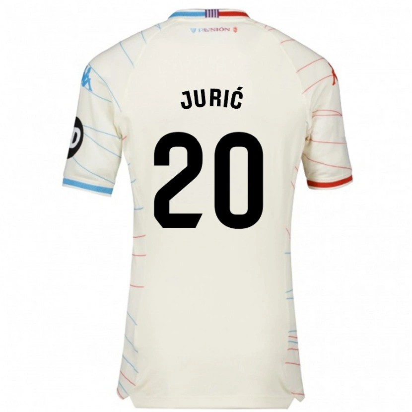 Danxen Mænd Stanko Juric #20 Hvid Rød Blå Udebane Spillertrøjer 2024/25 Trøje T-Shirt
