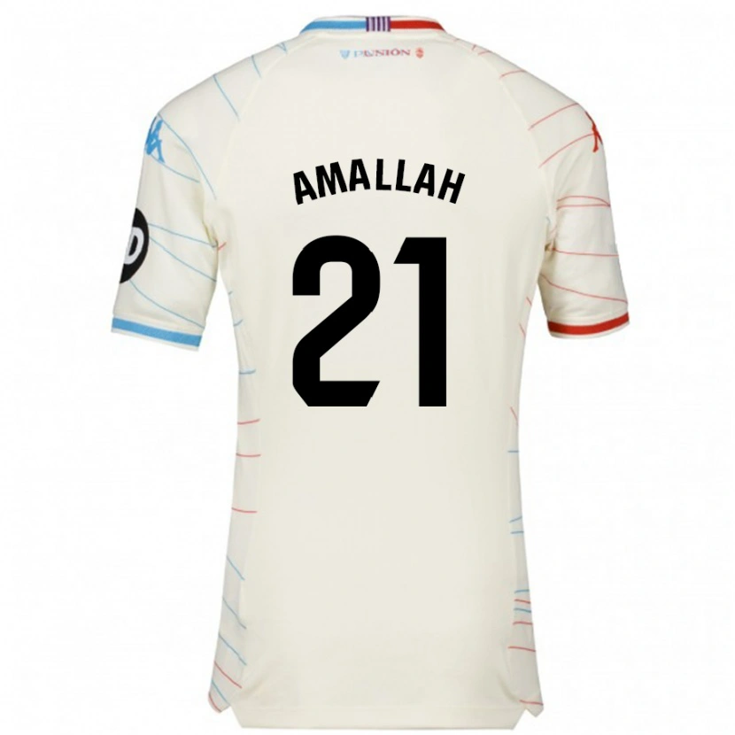Danxen Mænd Selim Amallah #21 Hvid Rød Blå Udebane Spillertrøjer 2024/25 Trøje T-Shirt