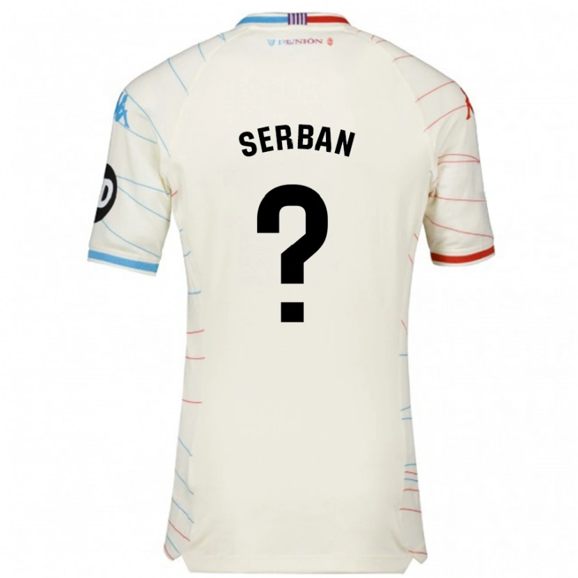 Danxen Mænd Alin Șerban #0 Hvid Rød Blå Udebane Spillertrøjer 2024/25 Trøje T-Shirt