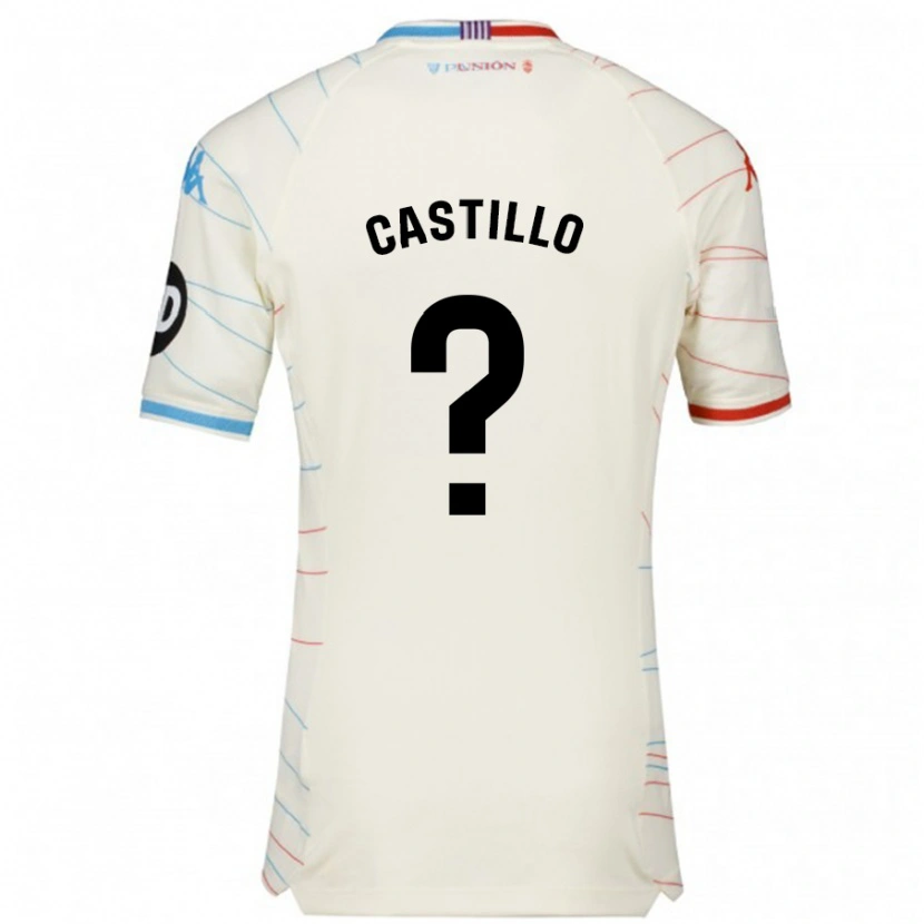 Danxen Mænd Gonzalo Castillo #0 Hvid Rød Blå Udebane Spillertrøjer 2024/25 Trøje T-Shirt