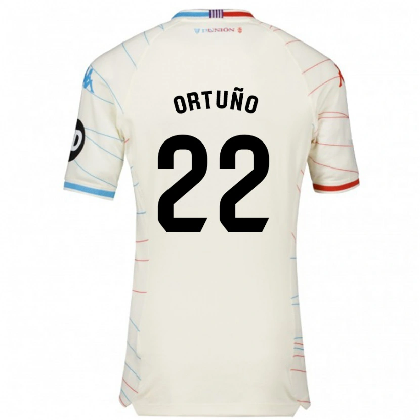Danxen Mænd Fran Ortuño #22 Hvid Rød Blå Udebane Spillertrøjer 2024/25 Trøje T-Shirt