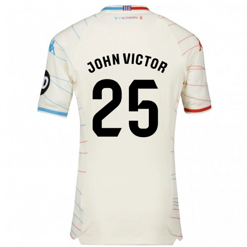 Danxen Mænd John Victor #25 Hvid Rød Blå Udebane Spillertrøjer 2024/25 Trøje T-Shirt