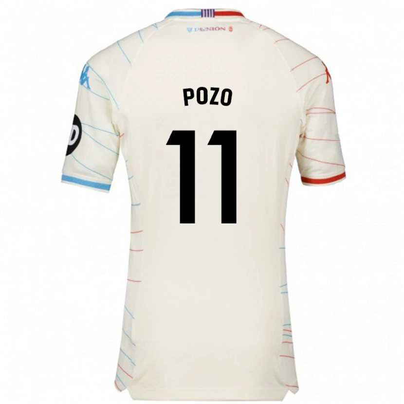 Danxen Mænd Manuel Pozo #11 Hvid Rød Blå Udebane Spillertrøjer 2024/25 Trøje T-Shirt