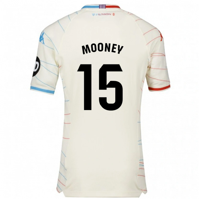 Danxen Mænd Fionn Mooney #15 Hvid Rød Blå Udebane Spillertrøjer 2024/25 Trøje T-Shirt