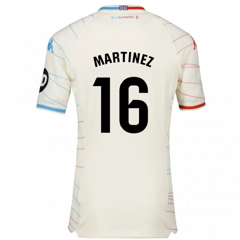 Danxen Mænd Jesús Martínez #16 Hvid Rød Blå Udebane Spillertrøjer 2024/25 Trøje T-Shirt