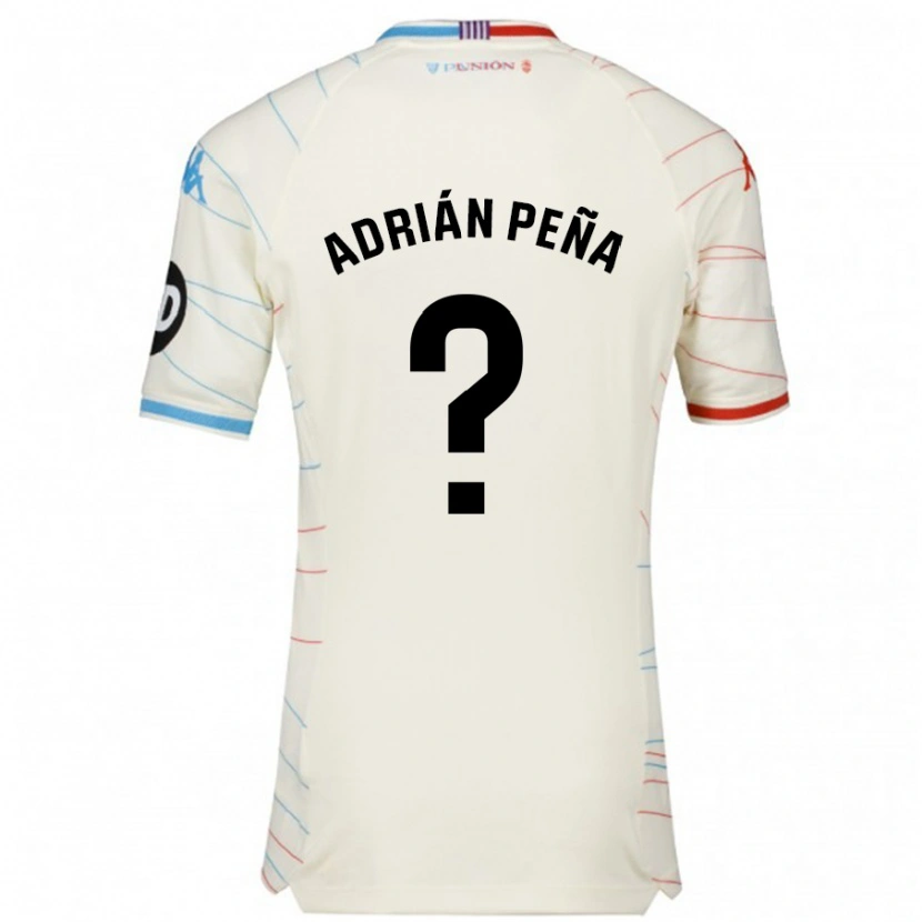 Danxen Mænd Adrián Peña #0 Hvid Rød Blå Udebane Spillertrøjer 2024/25 Trøje T-Shirt
