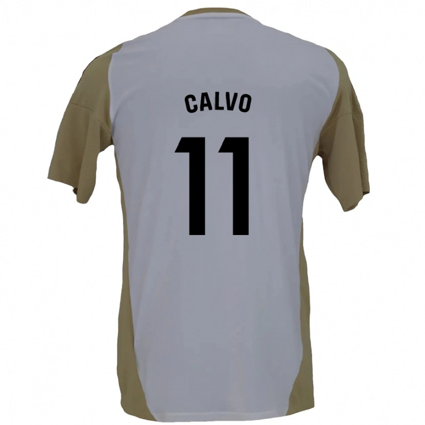 Danxen Mænd Álex Calvo #11 Brun Hvid Udebane Spillertrøjer 2024/25 Trøje T-Shirt