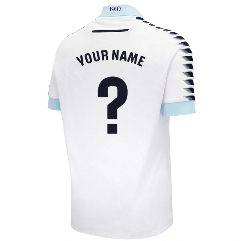 Danxen Mænd Dit Navn #0 Hvid Blå Udebane Spillertrøjer 2024/25 Trøje T-Shirt