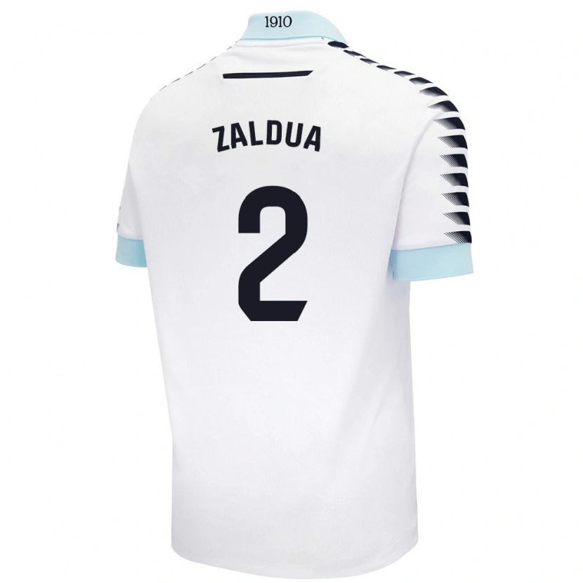 Danxen Mænd Joseba Zaldua #2 Hvid Blå Udebane Spillertrøjer 2024/25 Trøje T-Shirt