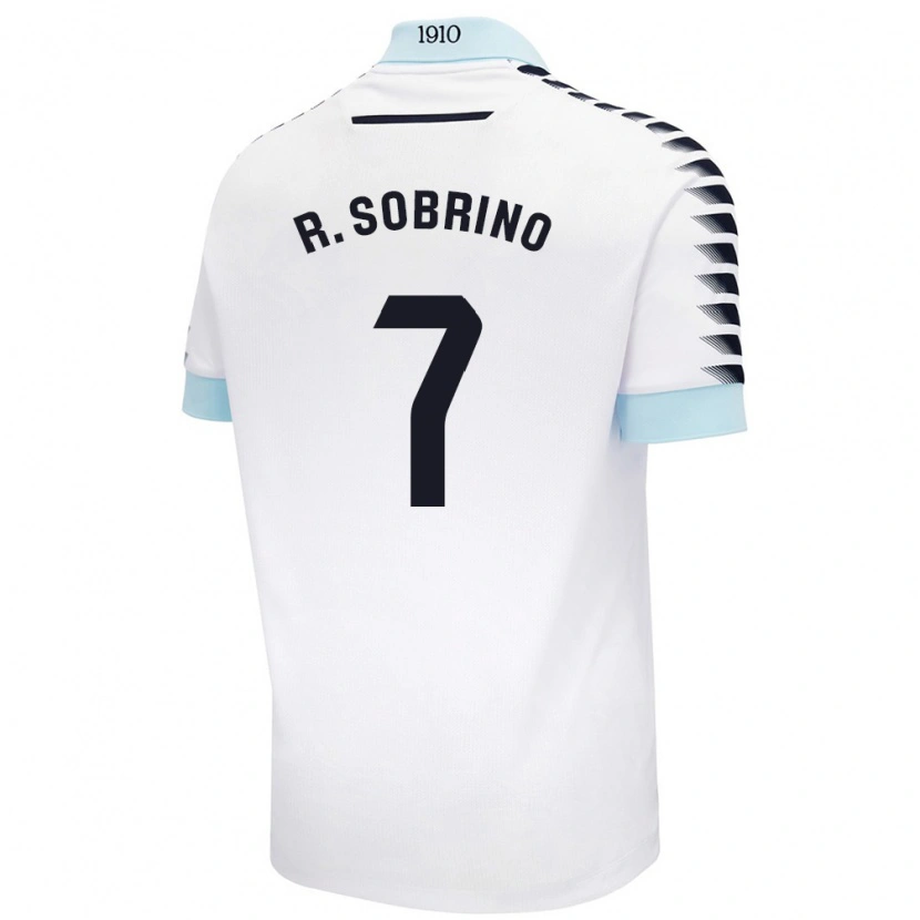 Danxen Mænd Rubén Sobrino #7 Hvid Blå Udebane Spillertrøjer 2024/25 Trøje T-Shirt