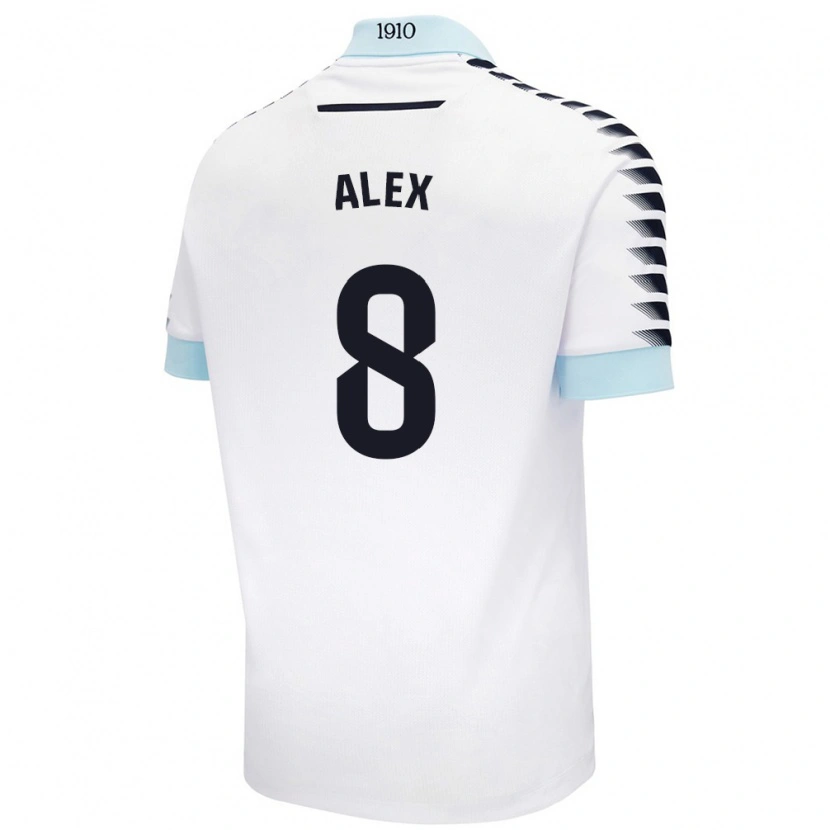Danxen Mænd Álex Fernández #8 Hvid Blå Udebane Spillertrøjer 2024/25 Trøje T-Shirt