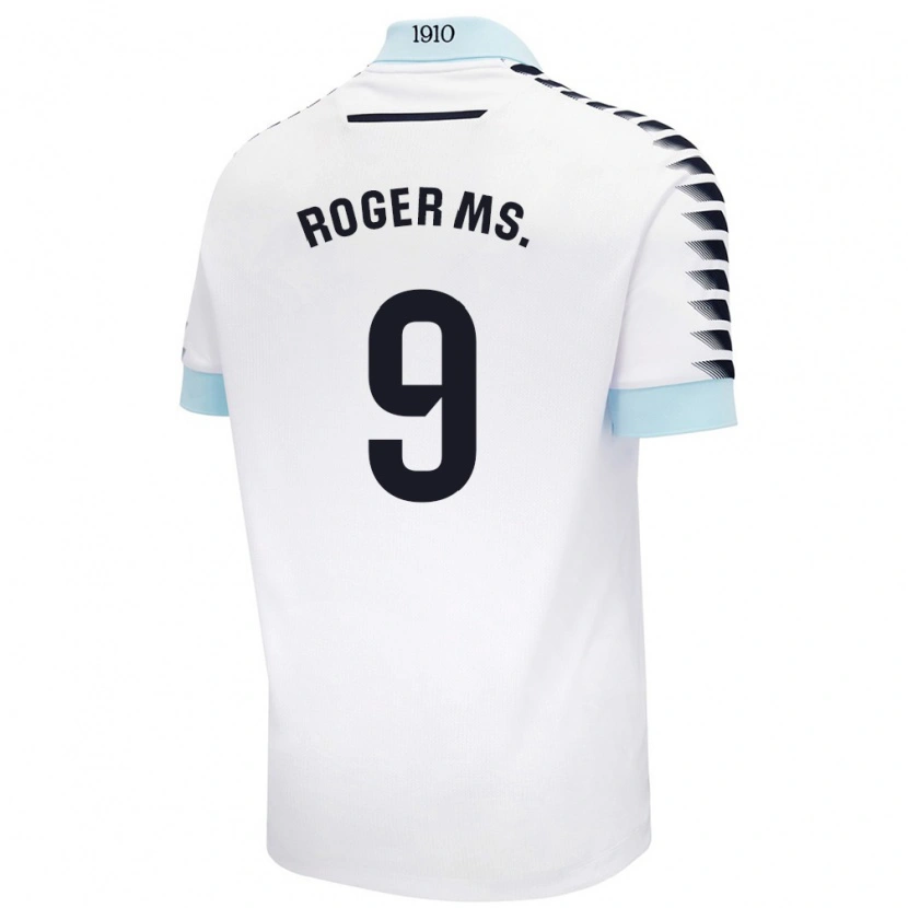 Danxen Mænd Roger Martí #9 Hvid Blå Udebane Spillertrøjer 2024/25 Trøje T-Shirt