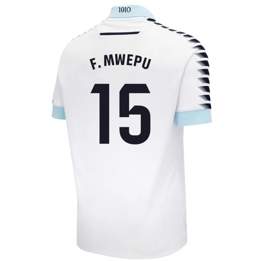 Danxen Mænd Francisco Mwepu #15 Hvid Blå Udebane Spillertrøjer 2024/25 Trøje T-Shirt