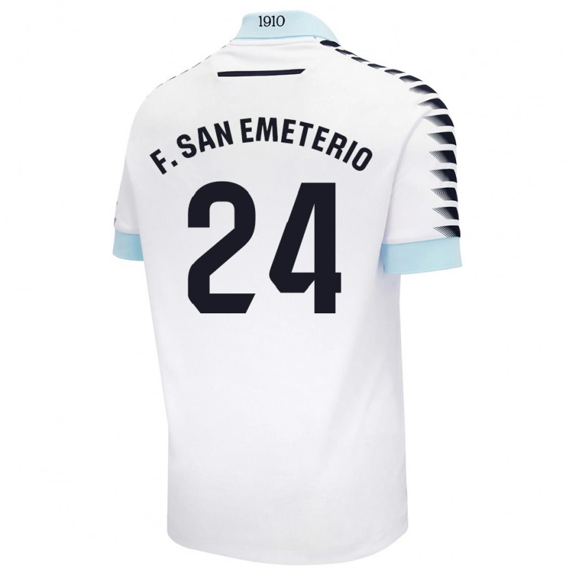 Danxen Mænd Fede San Emeterio #24 Hvid Blå Udebane Spillertrøjer 2024/25 Trøje T-Shirt