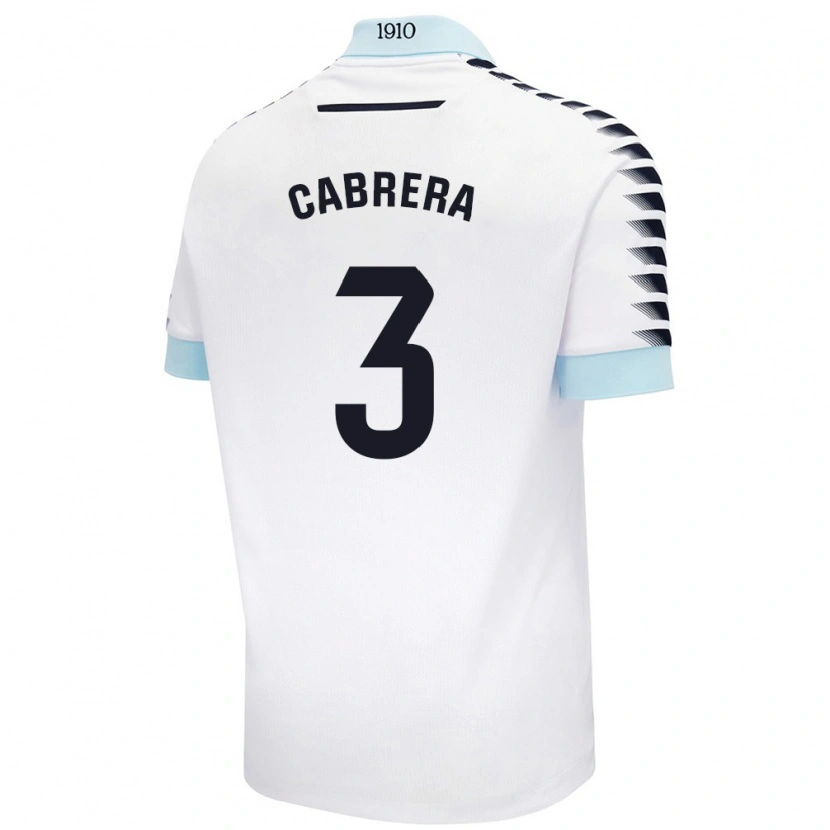 Danxen Mænd Julio Cabrera #3 Hvid Blå Udebane Spillertrøjer 2024/25 Trøje T-Shirt