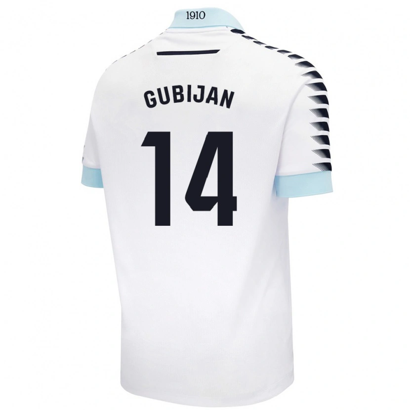 Danxen Mænd Lovro Gubijan #14 Hvid Blå Udebane Spillertrøjer 2024/25 Trøje T-Shirt