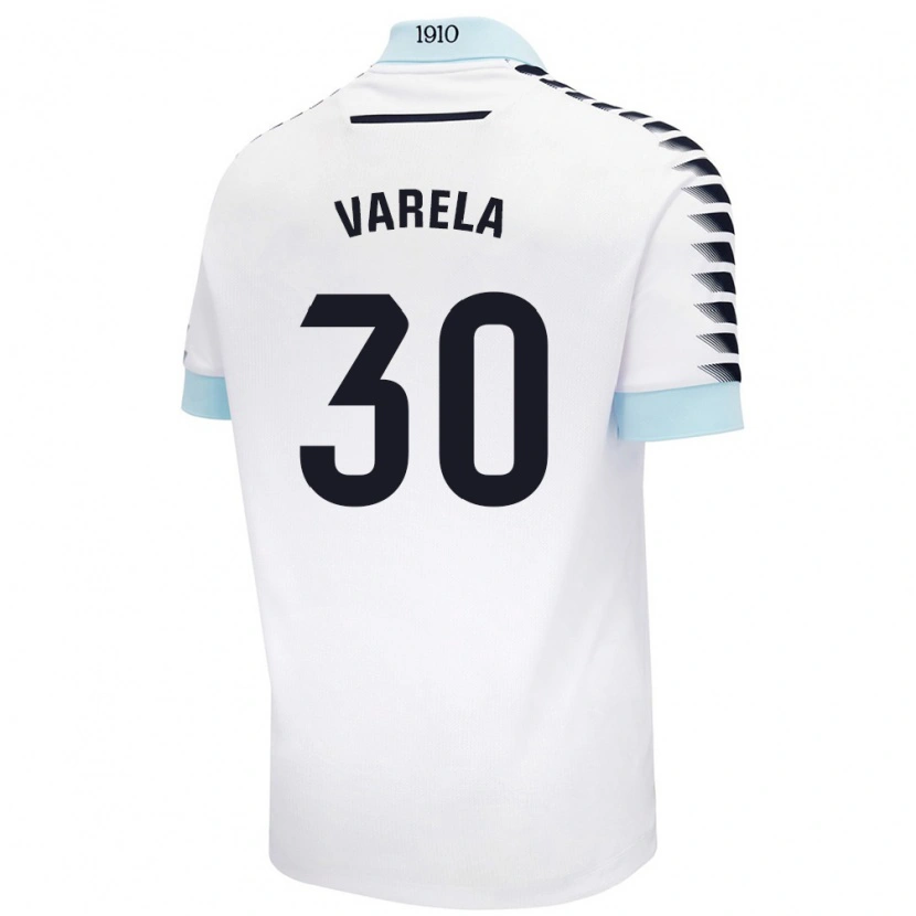 Danxen Mænd Brandon Varela #30 Hvid Blå Udebane Spillertrøjer 2024/25 Trøje T-Shirt