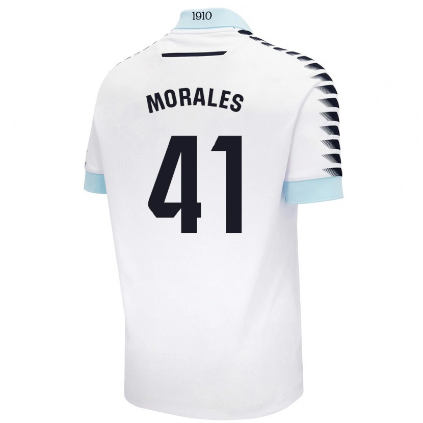 Danxen Mænd Luis Morales #41 Hvid Blå Udebane Spillertrøjer 2024/25 Trøje T-Shirt