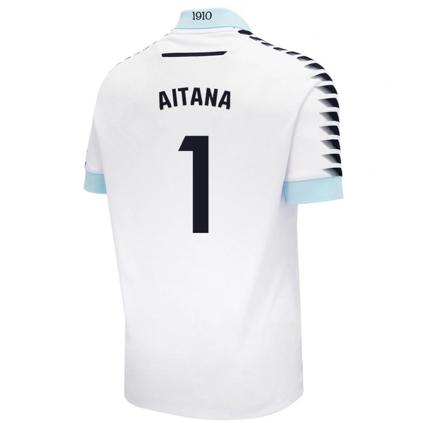 Danxen Mænd Aitana #1 Hvid Blå Udebane Spillertrøjer 2024/25 Trøje T-Shirt