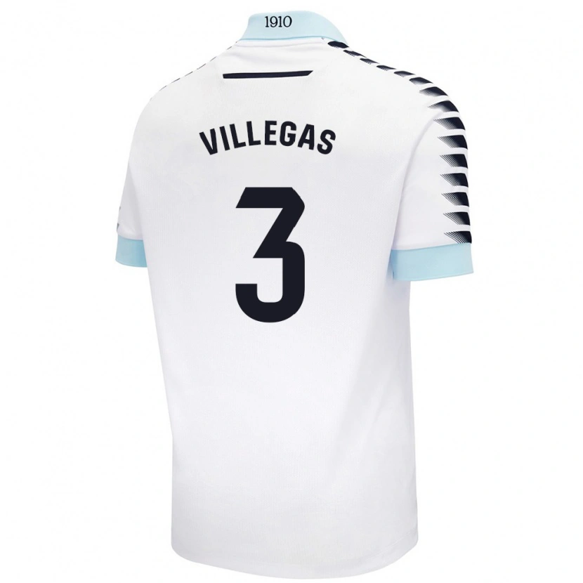Danxen Mænd Virginia Villegas Rico #3 Hvid Blå Udebane Spillertrøjer 2024/25 Trøje T-Shirt