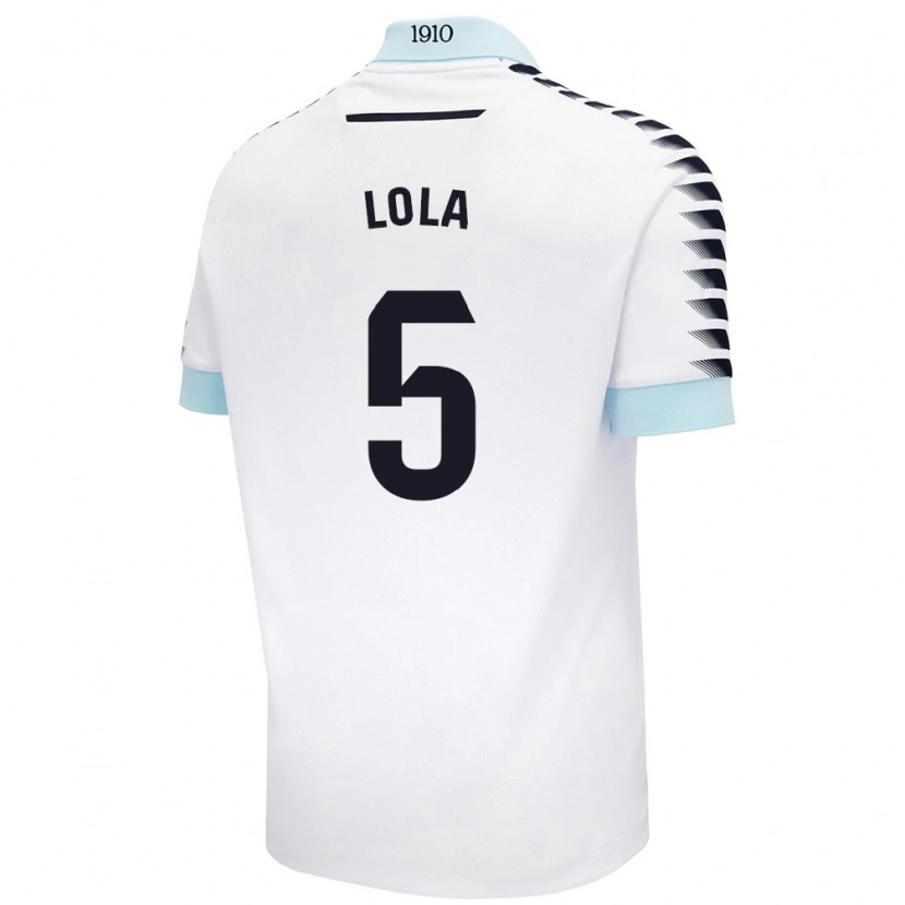 Danxen Mænd María Dolores Morón Cebada #5 Hvid Blå Udebane Spillertrøjer 2024/25 Trøje T-Shirt