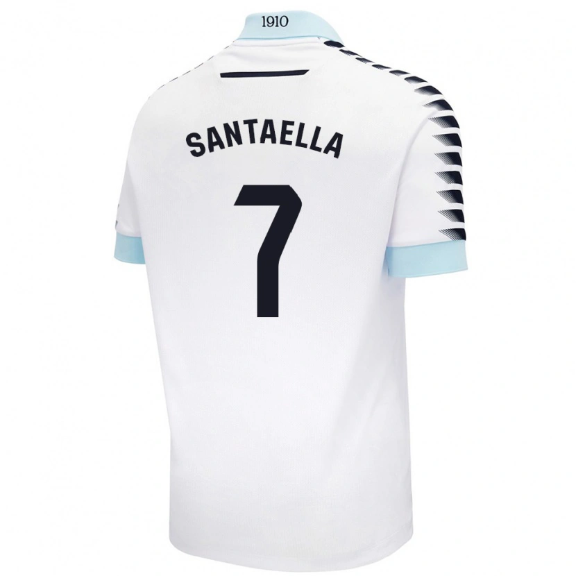 Danxen Mænd Natalia Santaella Picón #7 Hvid Blå Udebane Spillertrøjer 2024/25 Trøje T-Shirt