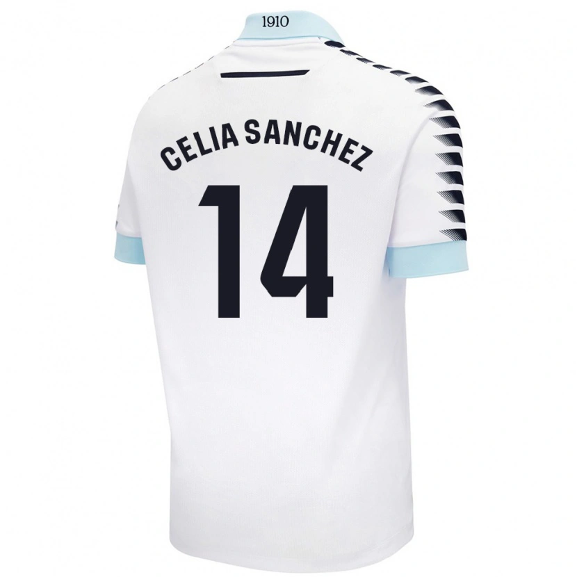 Danxen Mænd Celia Sánchez García #14 Hvid Blå Udebane Spillertrøjer 2024/25 Trøje T-Shirt