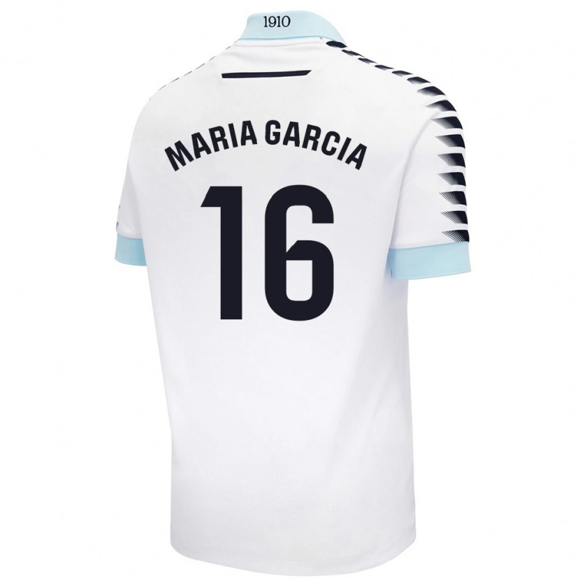 Danxen Mænd Maria García Fernández #16 Hvid Blå Udebane Spillertrøjer 2024/25 Trøje T-Shirt