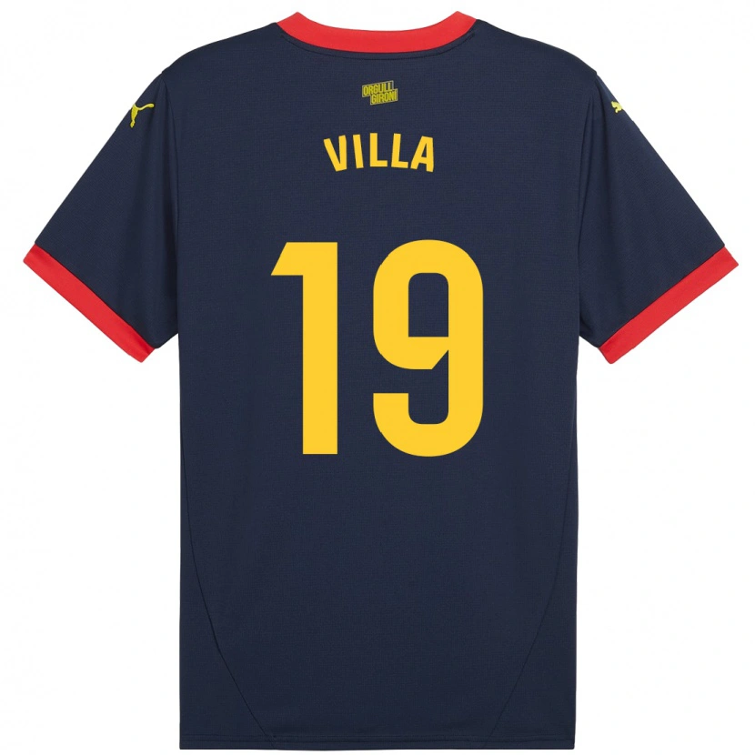 Danxen Mænd Toni Villa #19 Marine Rød Udebane Spillertrøjer 2024/25 Trøje T-Shirt
