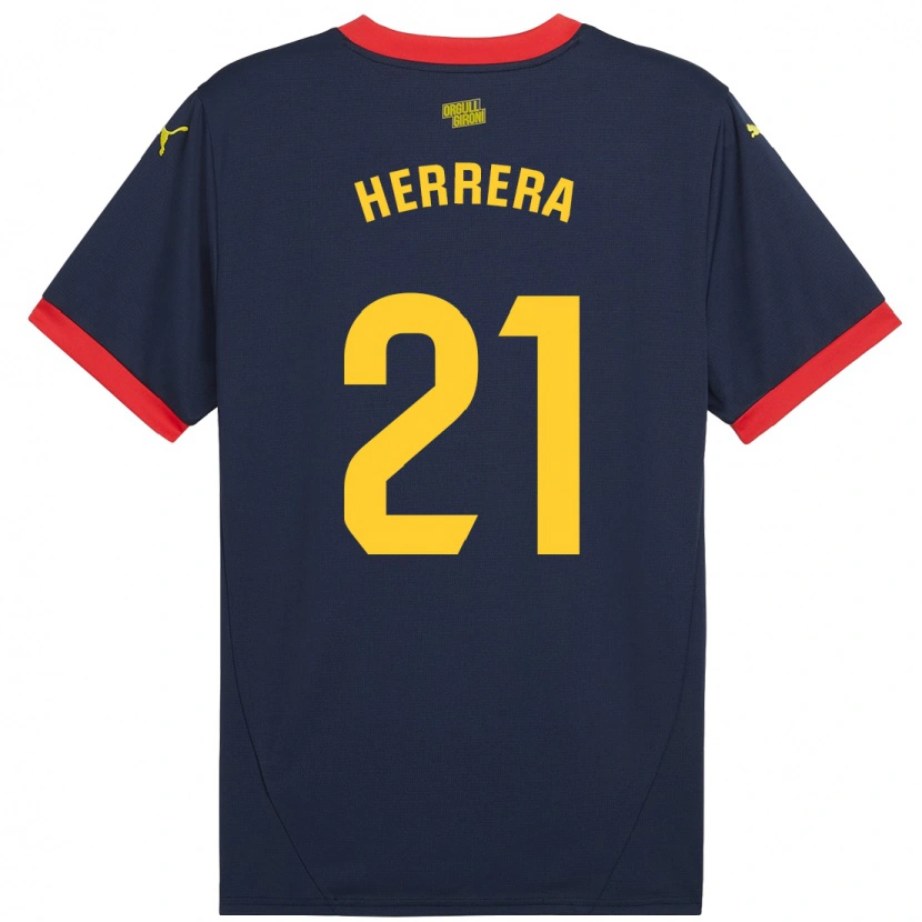 Danxen Mænd Yangel Herrera #21 Marine Rød Udebane Spillertrøjer 2024/25 Trøje T-Shirt