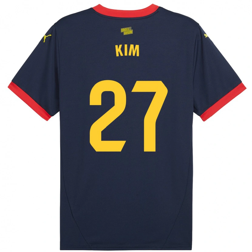 Danxen Mænd Min-Su Kim #27 Marine Rød Udebane Spillertrøjer 2024/25 Trøje T-Shirt
