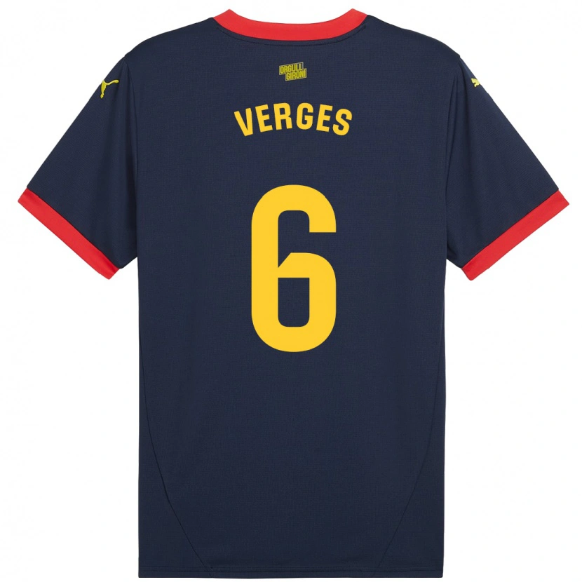 Danxen Mænd Mar Vergés #6 Marine Rød Udebane Spillertrøjer 2024/25 Trøje T-Shirt