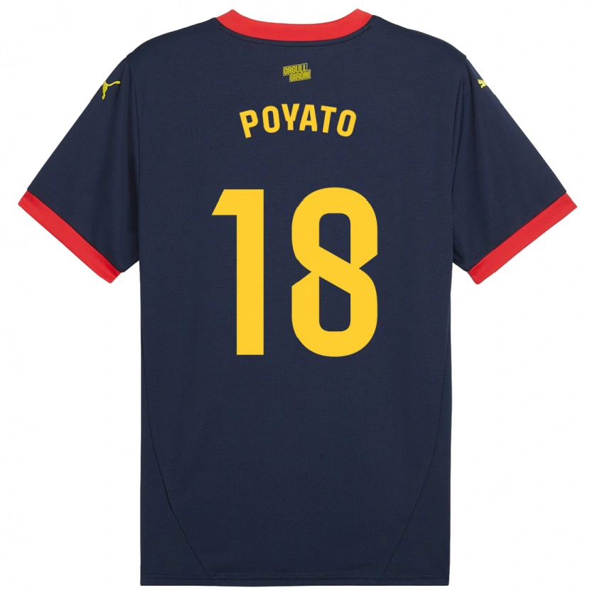Danxen Mænd Marina Poyato #18 Marine Rød Udebane Spillertrøjer 2024/25 Trøje T-Shirt