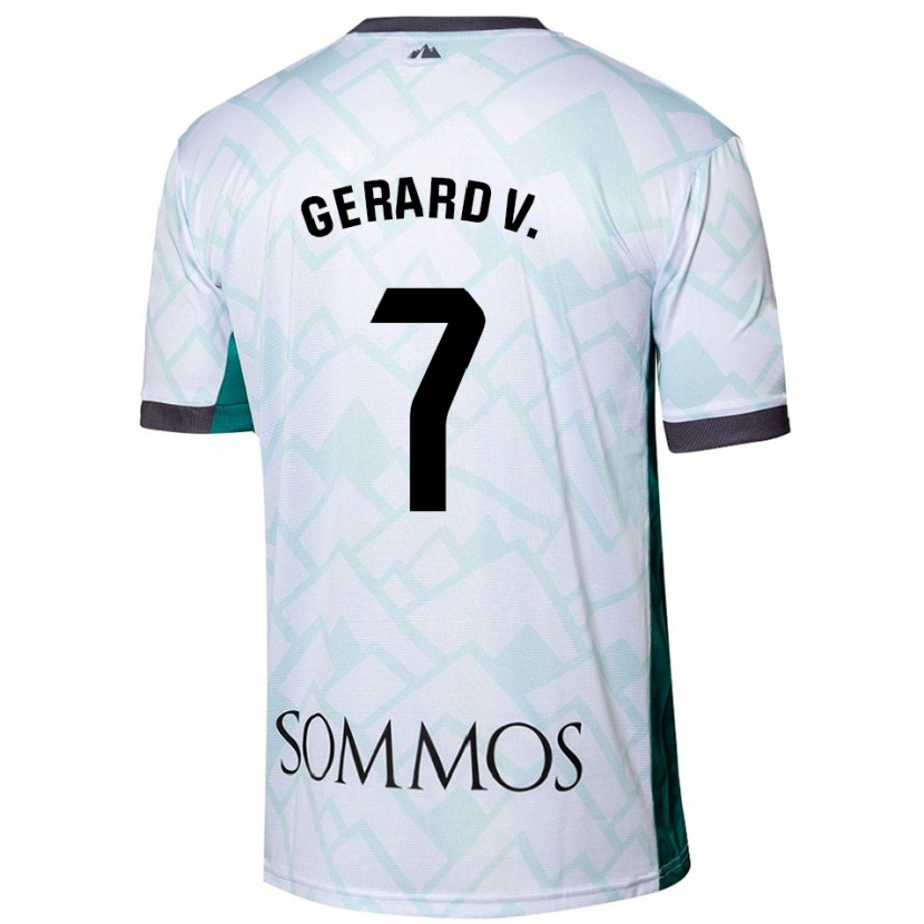 Danxen Mænd Gerard Valentín #7 Hvid Grøn Udebane Spillertrøjer 2024/25 Trøje T-Shirt