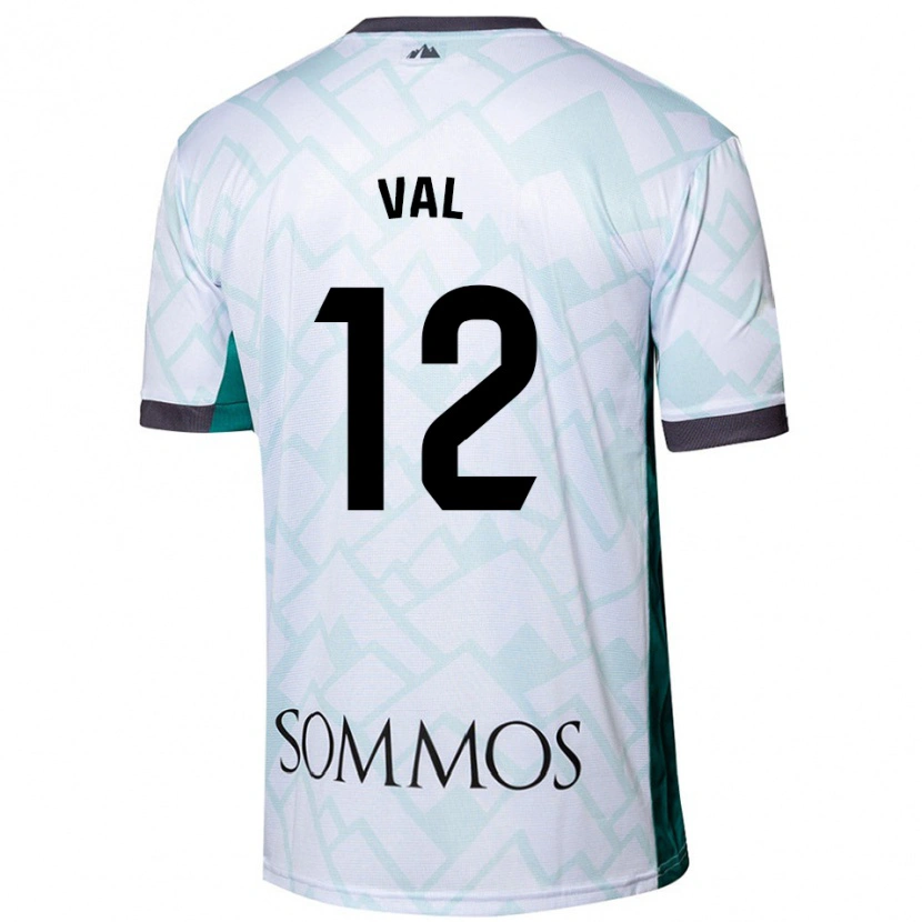 Danxen Mænd Ángel Val #12 Hvid Grøn Udebane Spillertrøjer 2024/25 Trøje T-Shirt